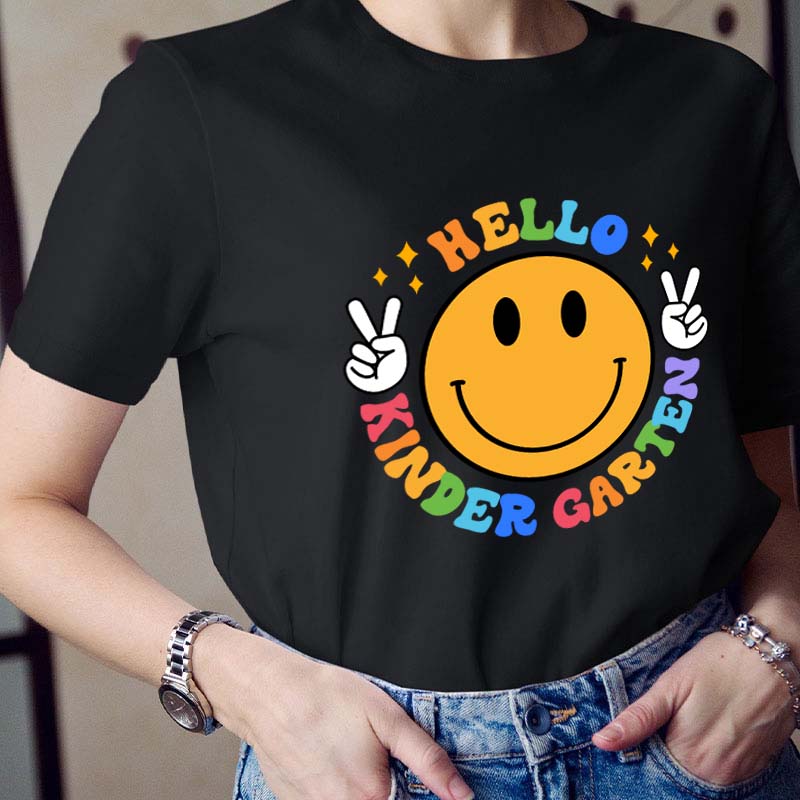 Personalized Grade Hello Smile Face Teacher T-Shirt