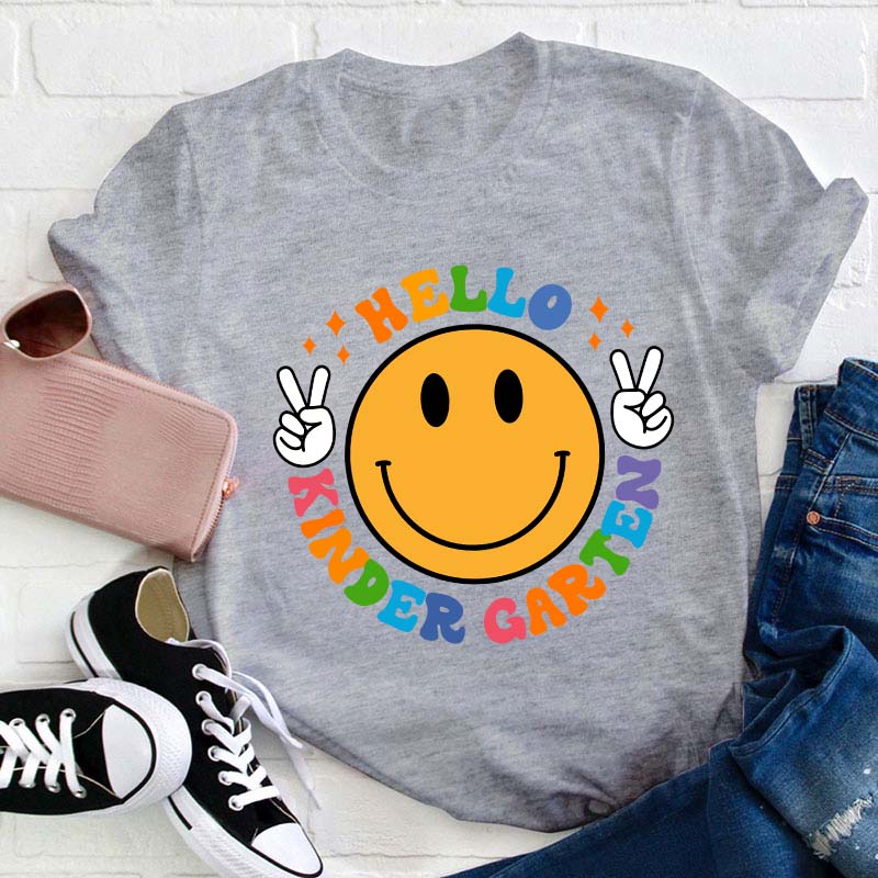 Personalized Grade Hello Smile Face Teacher T-Shirt