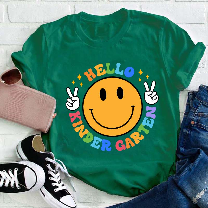 Personalized Grade Hello Smile Face Teacher T-Shirt