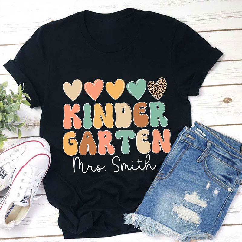 Personalized Five Hearts Teacher T-Shirt