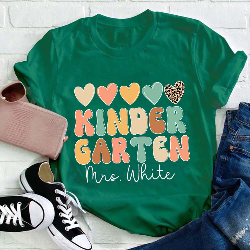 Personalized Five Hearts Teacher T-Shirt