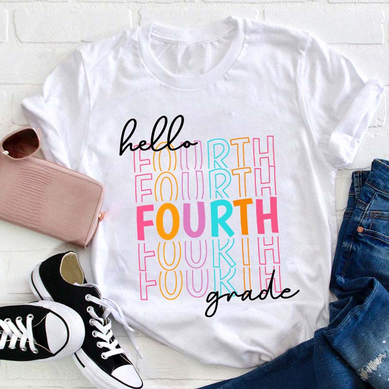 Personalized Hello Kindergarten Letters Colorful  T-Shirt