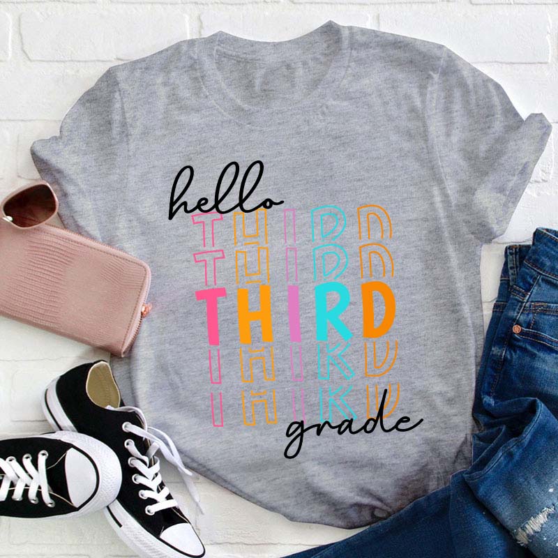 Personalized Hello Kindergarten Letters Colorful  T-Shirt