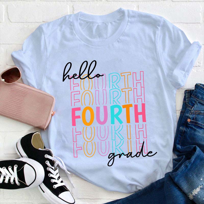 Personalized Hello Kindergarten Letters Colorful  T-Shirt