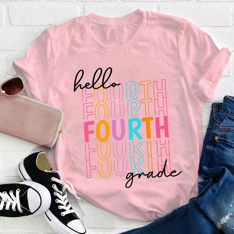 Personalized Hello Kindergarten Letters Colorful  T-Shirt