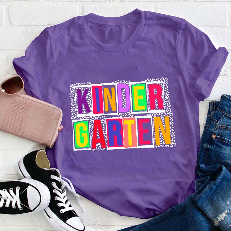 Personalized Black Panther Print Color Letters Teacher T-Shirt