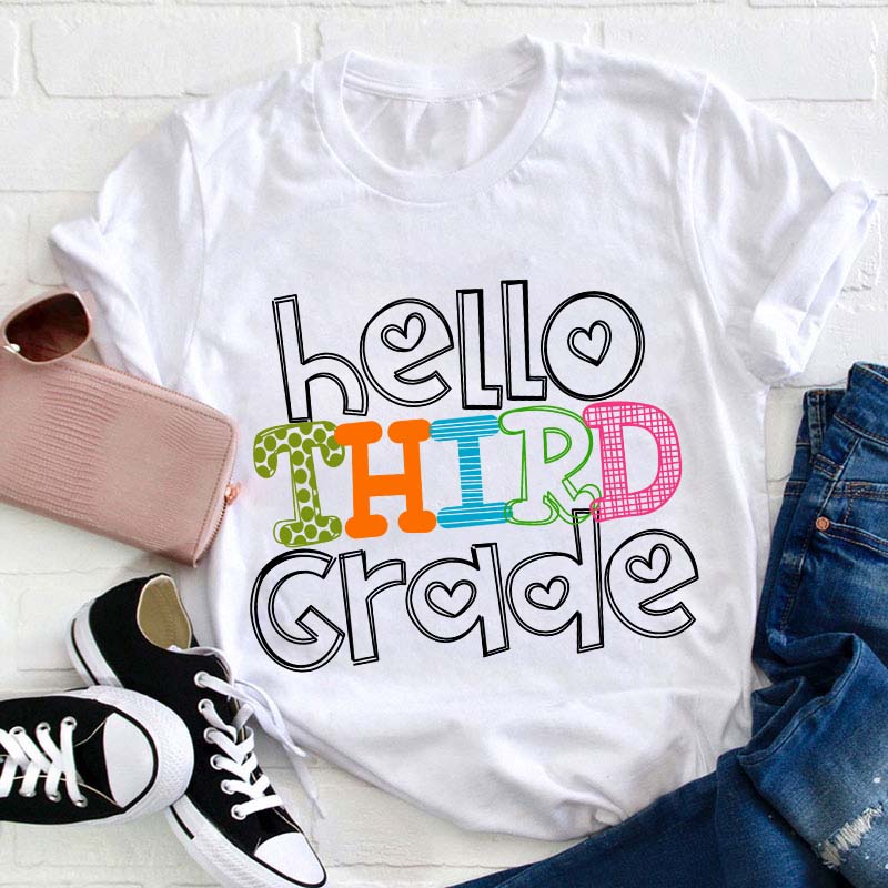 Personalized Grade Hello First Day Of School Teacher T-Shirt