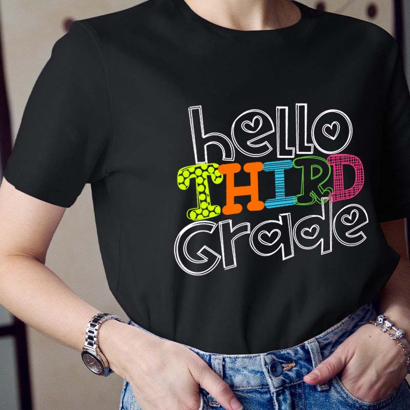 Personalized Grade Hello First Day Of School Teacher T-Shirt