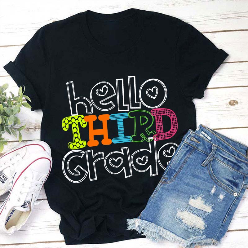 Personalized Grade Hello First Day Of School Teacher T-Shirt