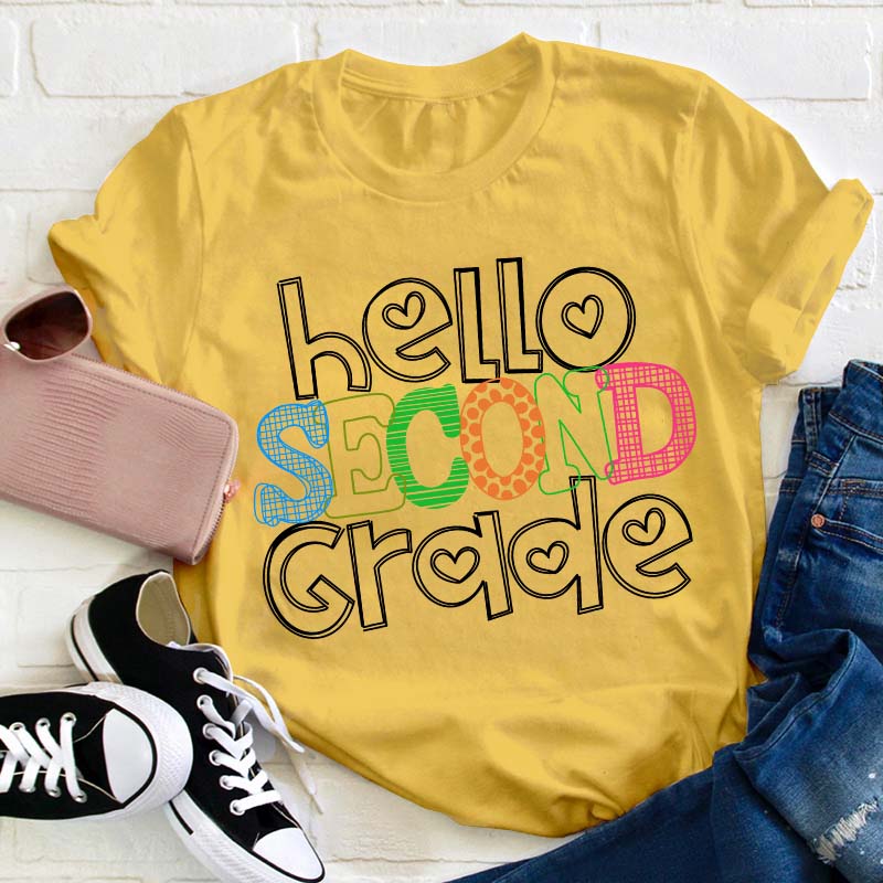Personalized Grade Hello First Day Of School Teacher T-Shirt