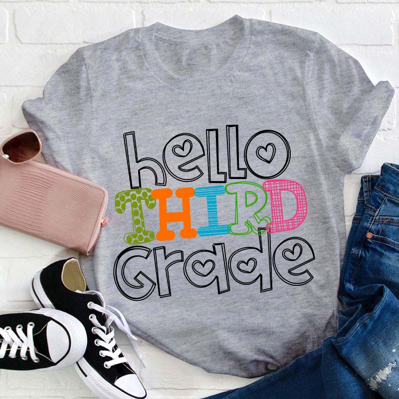 Personalized Grade Hello First Day Of School Teacher T-Shirt