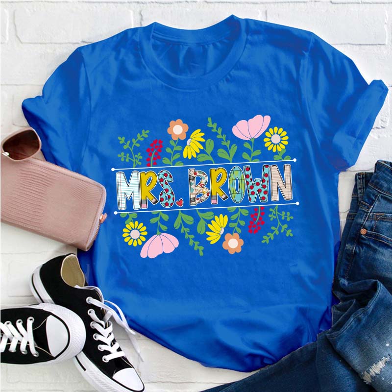 Personalized A Cluster Of Blooming Flowers Teacher T-Shirt