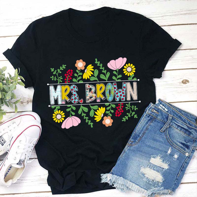 Personalized A Cluster Of Blooming Flowers Teacher T-Shirt