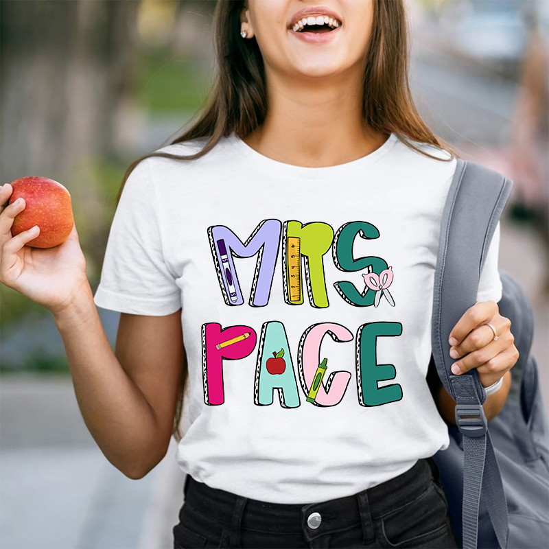 Personalized Macaron Color Teacher T-Shirt