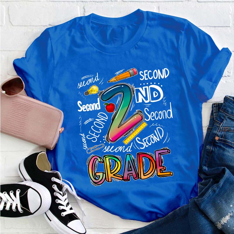 Personalized Grade Stationery Supplies Teacher T-Shirt