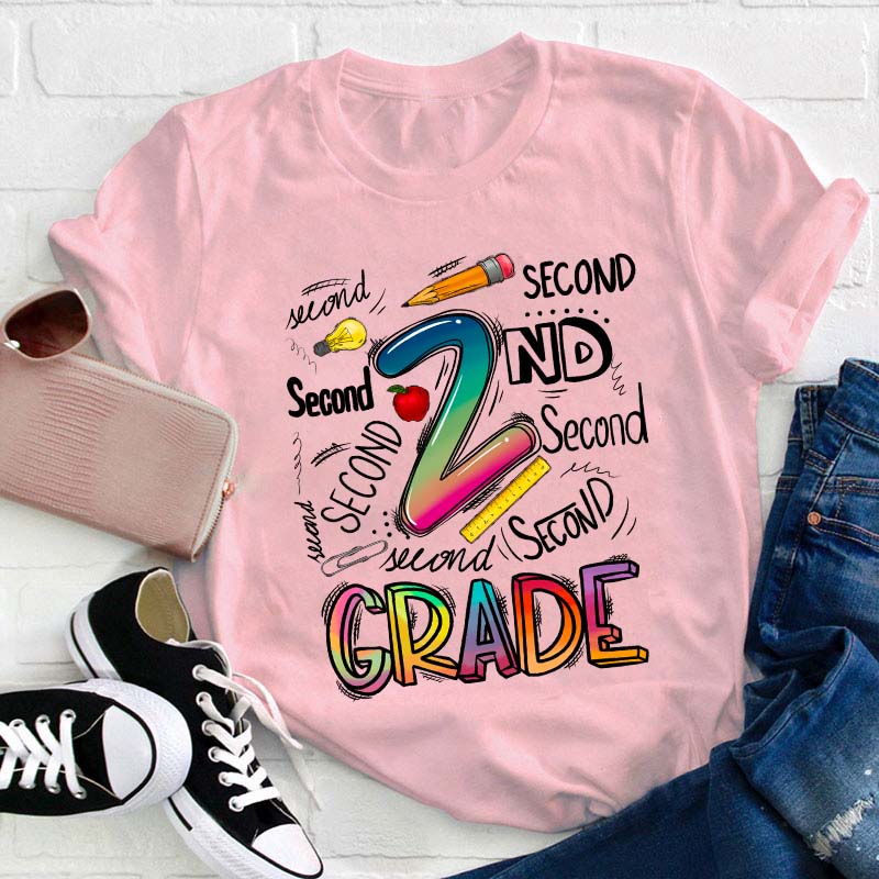 Personalized Grade Stationery Supplies Teacher T-Shirt