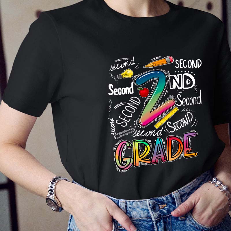 Personalized Grade Stationery Supplies Teacher T-Shirt