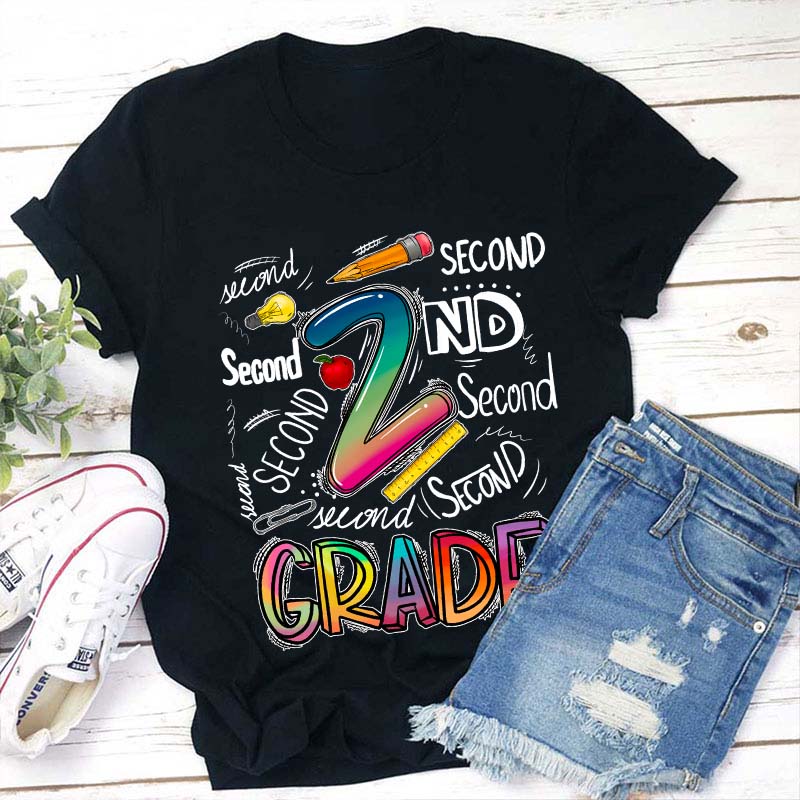 Personalized Grade Stationery Supplies Teacher T-Shirt