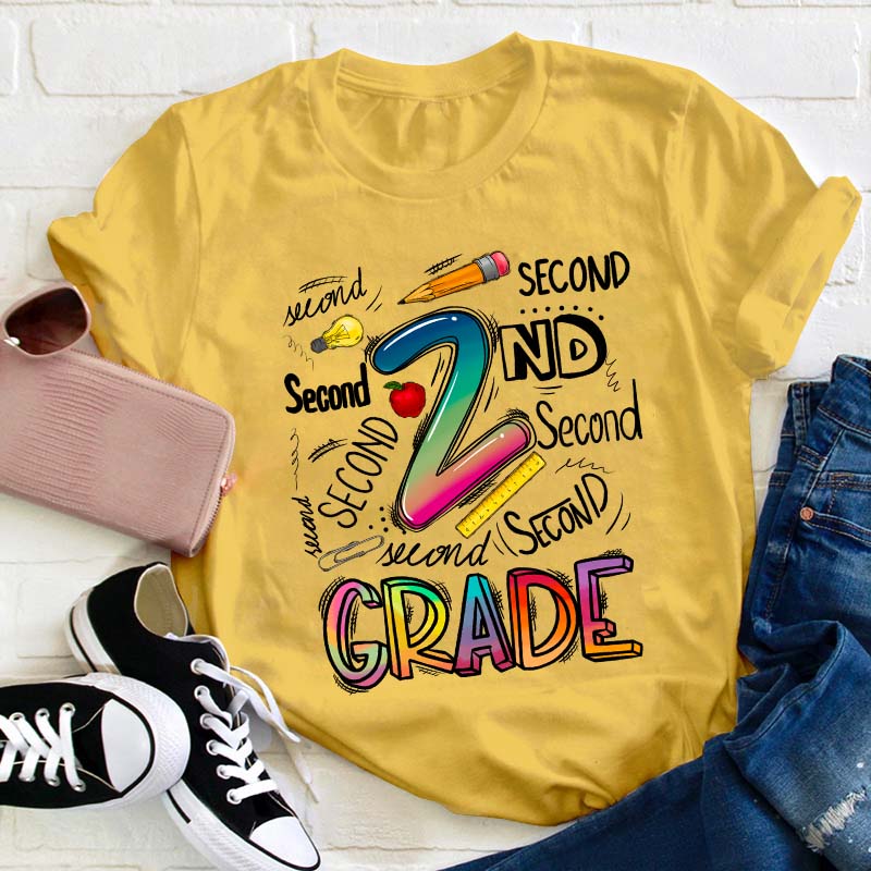Personalized Grade Stationery Supplies Teacher T-Shirt