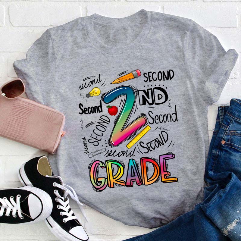 Personalized Grade Stationery Supplies Teacher T-Shirt