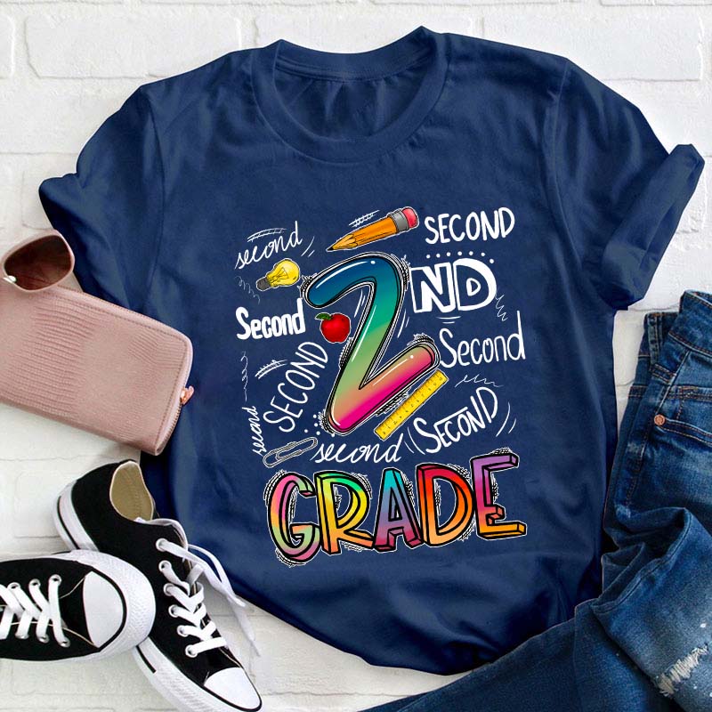 Personalized Grade Stationery Supplies Teacher T-Shirt