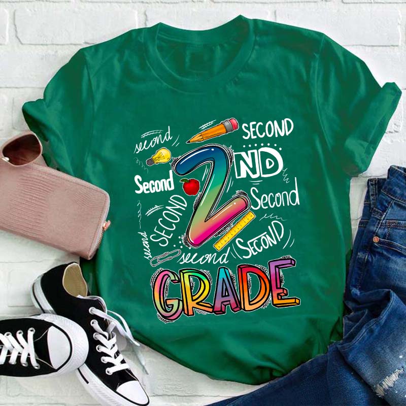 Personalized Grade Stationery Supplies Teacher T-Shirt