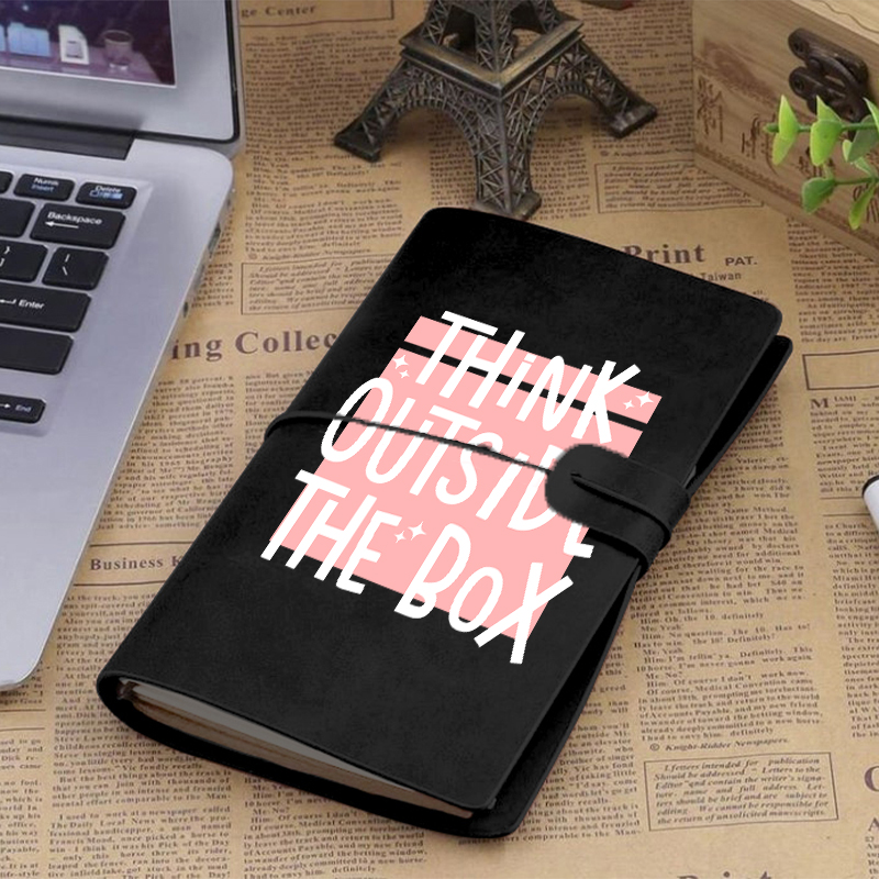 Think Outside The Box Faux Leather Notebook-Teachergive