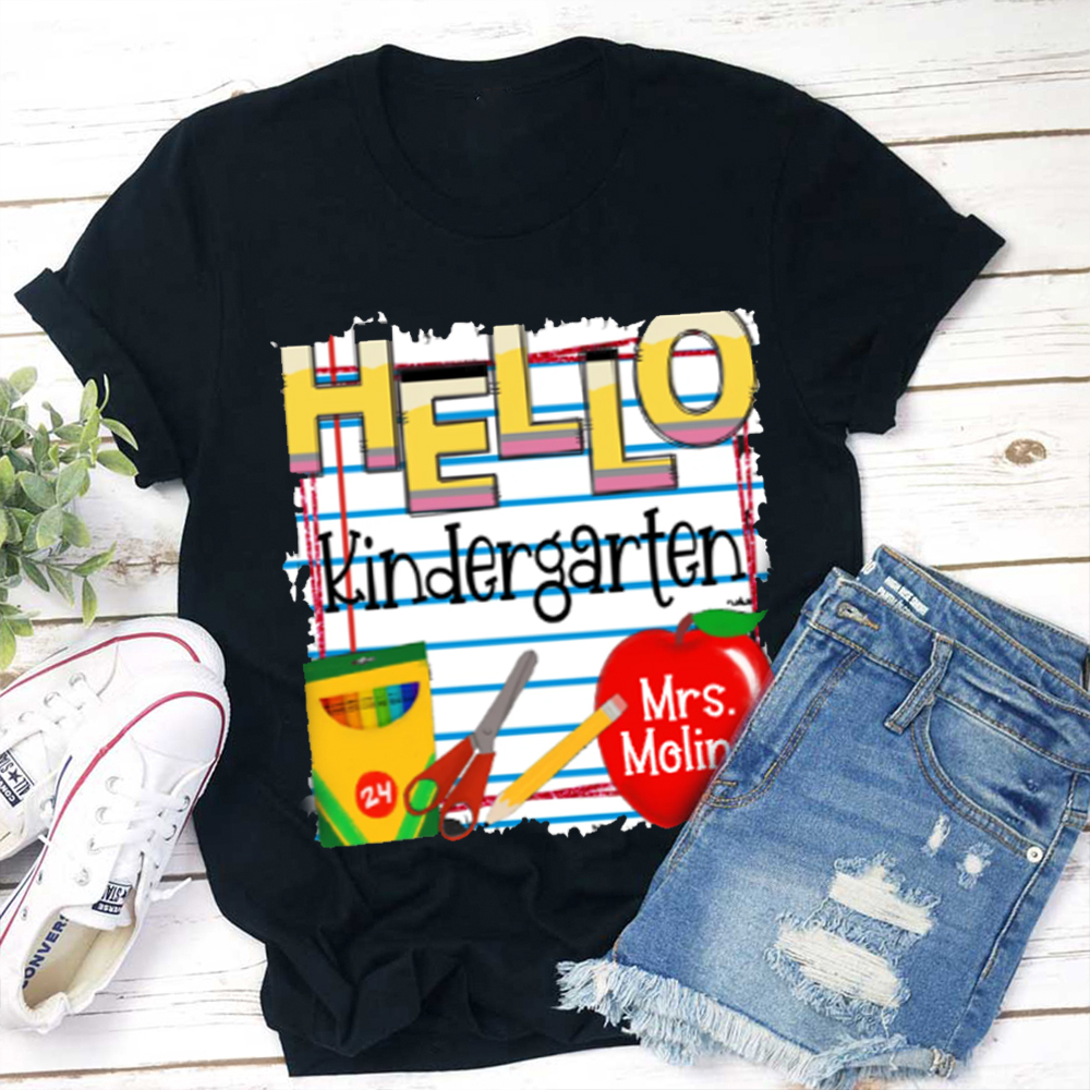 Personalized Grade Notebook Hello Teacher T-Shirt