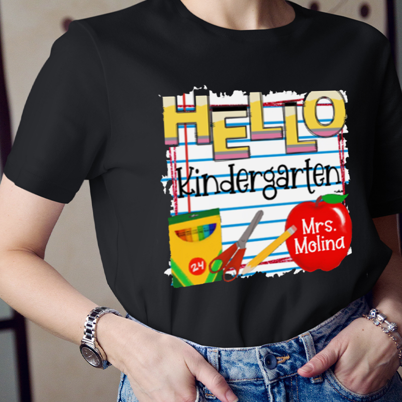 Personalized Grade Notebook Hello Teacher T-Shirt