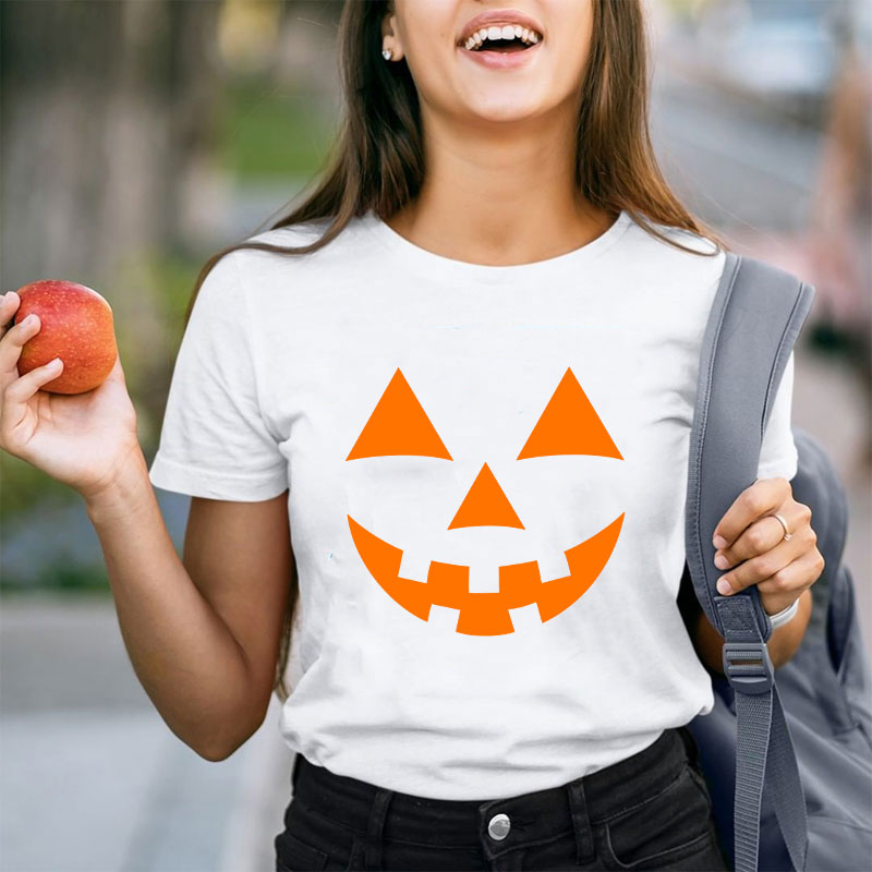 Halloween pumpkin Face Teacher T-Shirt