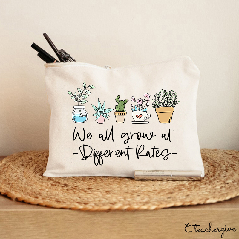 We All Grow At Different Rates Plants Teacher Makeup Bag