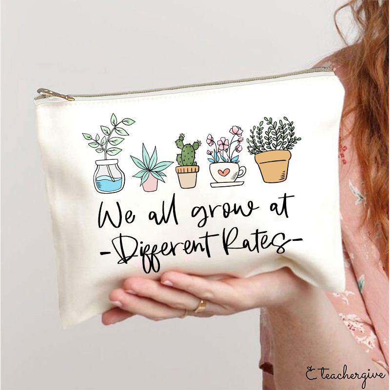 We All Grow At Different Rates Plants Teacher Makeup Bag