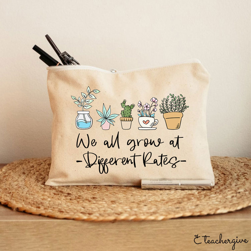 We All Grow At Different Rates Plants Teacher Makeup Bag