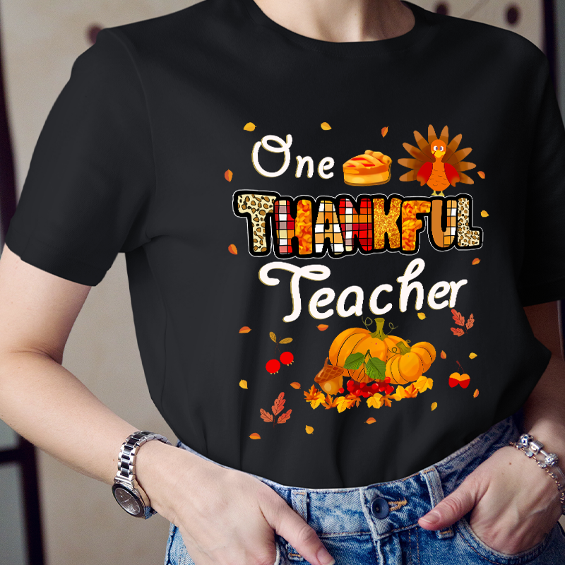 One Thankful Teacher Apple Pie Teacher T-Shirt