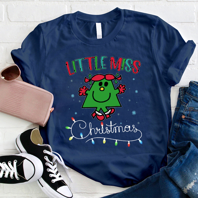 Little Miss Loves Christmas Teacher T-Shirt
