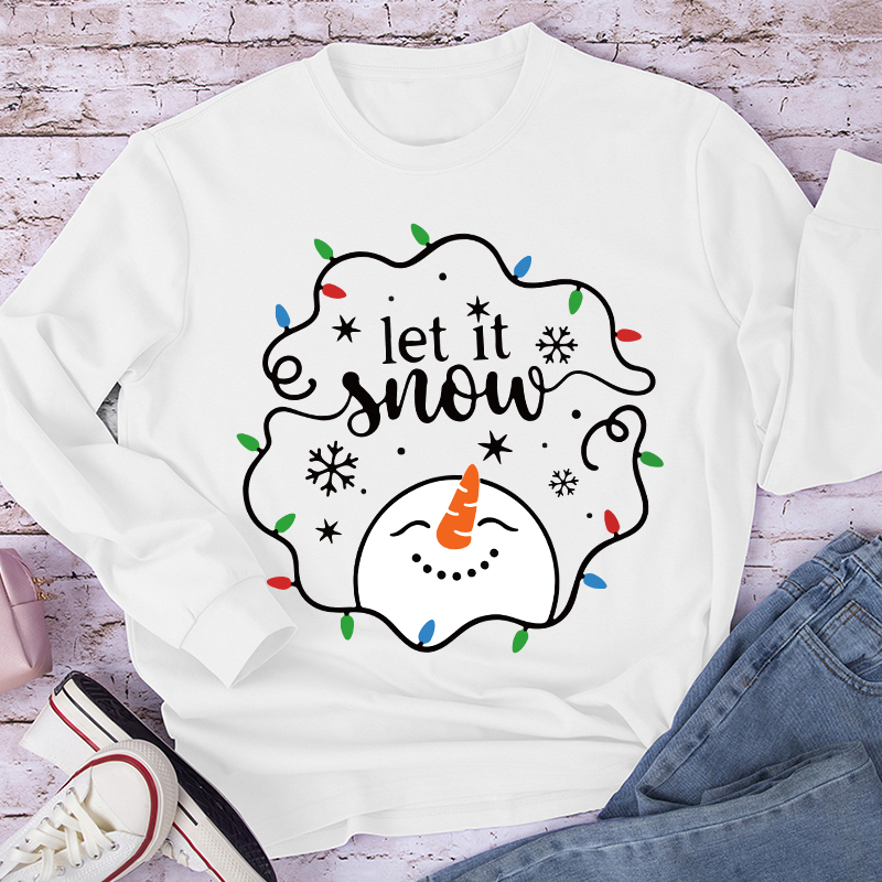 Let It Snow Snowman Teacher Long Sleeve T-Shirt