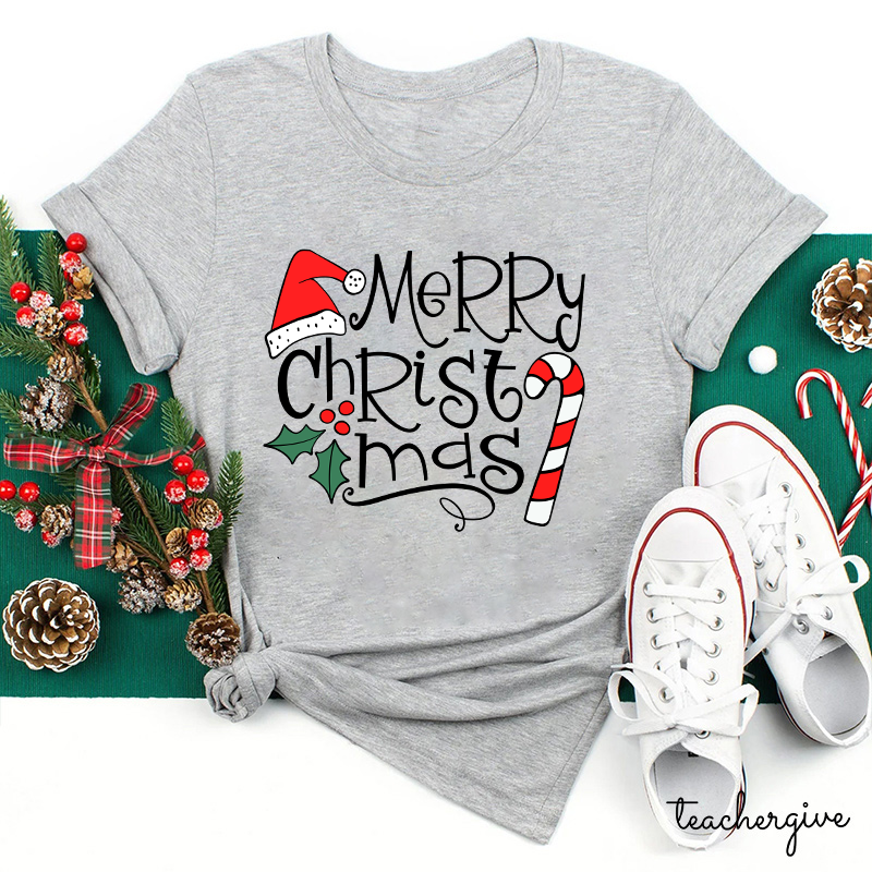 Merry Christmas Candy Canes Teacher T-Shirt