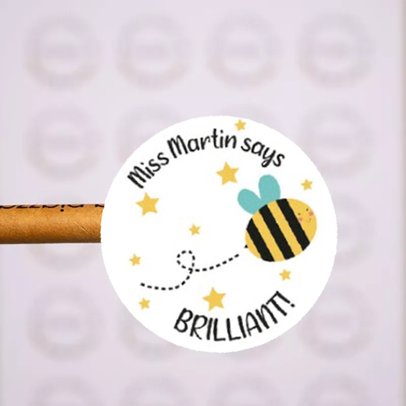 Personalized 175 PCS Teacher Says BRILLIANT Bee Stickers