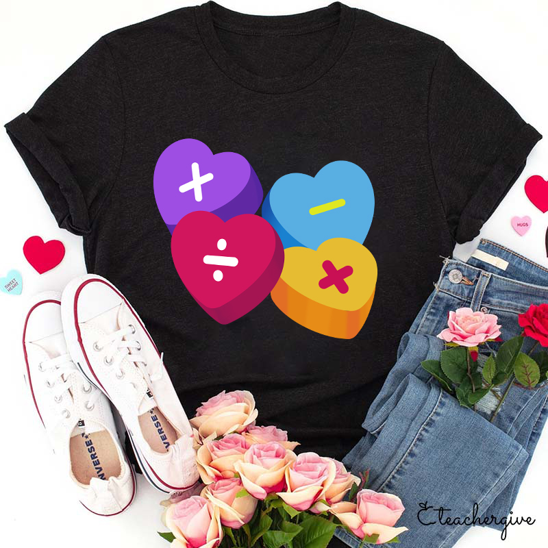 Heart Of Math Teacher T-Shirt