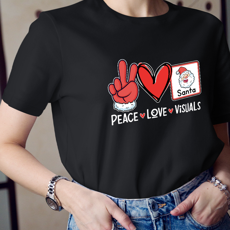 Peace Love And Visuals Teacher T-Shirt