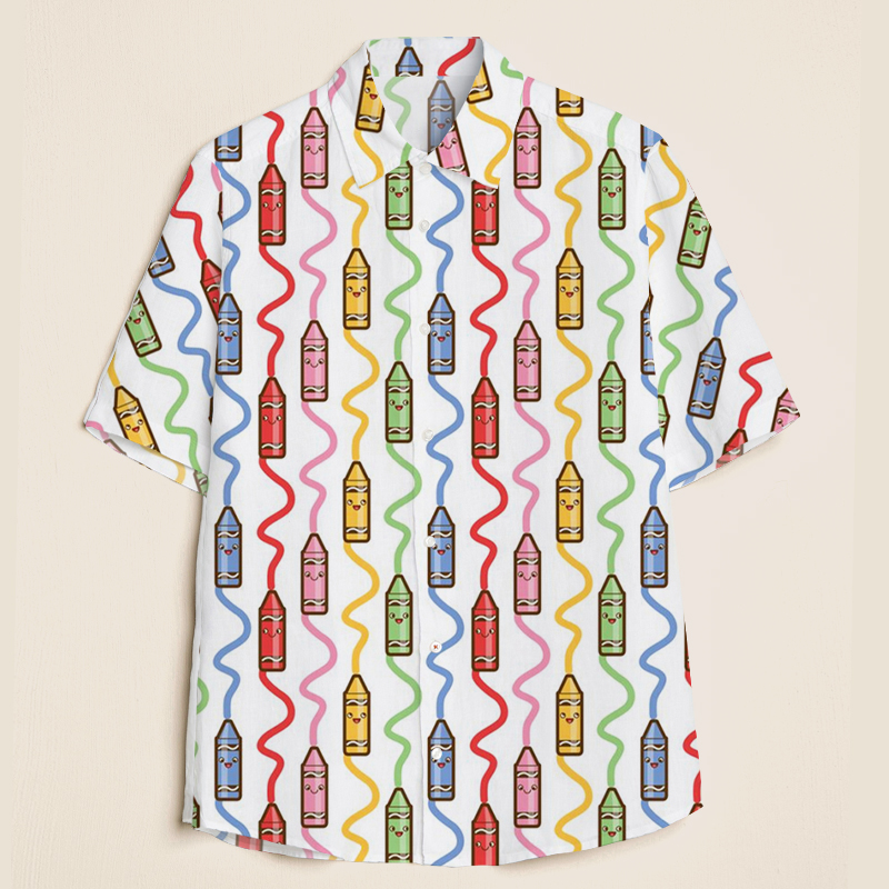 Colored Crayons Teacher Short Sleeve Shirt