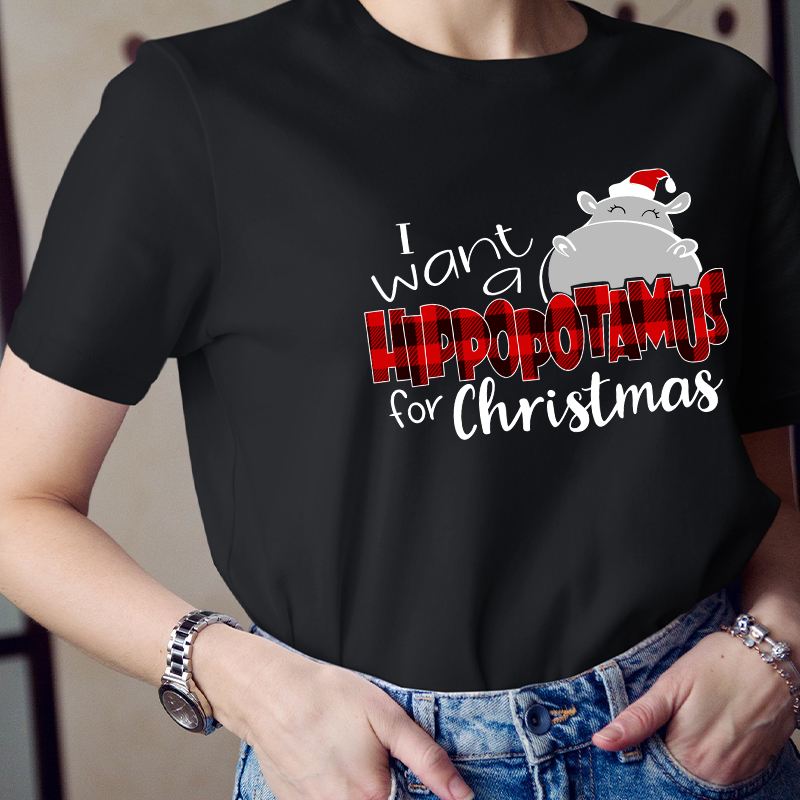 I Want A Hippopotamus For Christmas Teacher T-Shirt