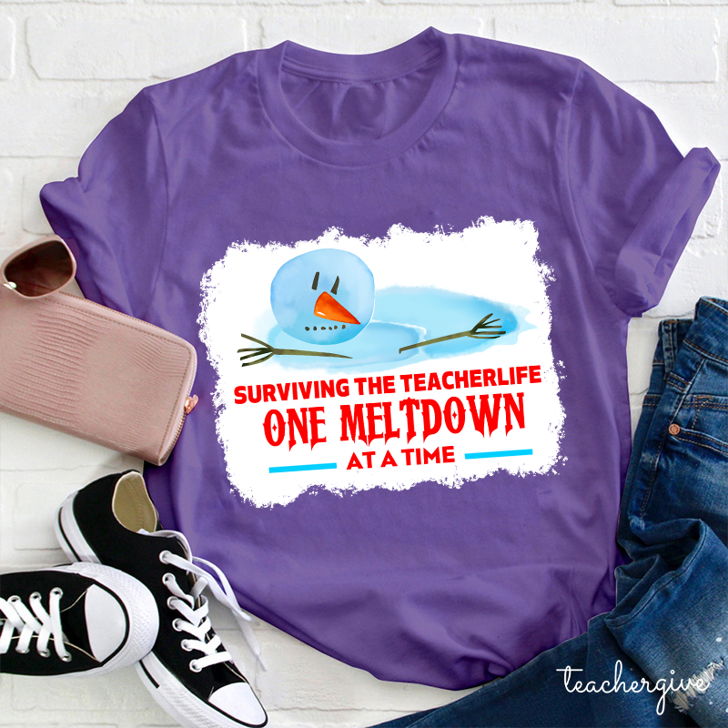 Surviving The Teacher Life One Meltdown At A Time Teacher T-Shirt