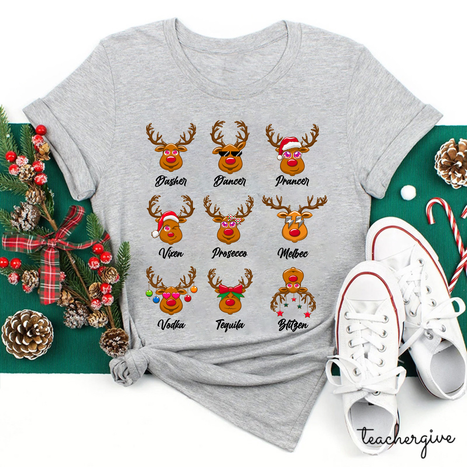 Santa's Reindeer Teacher T-Shirt