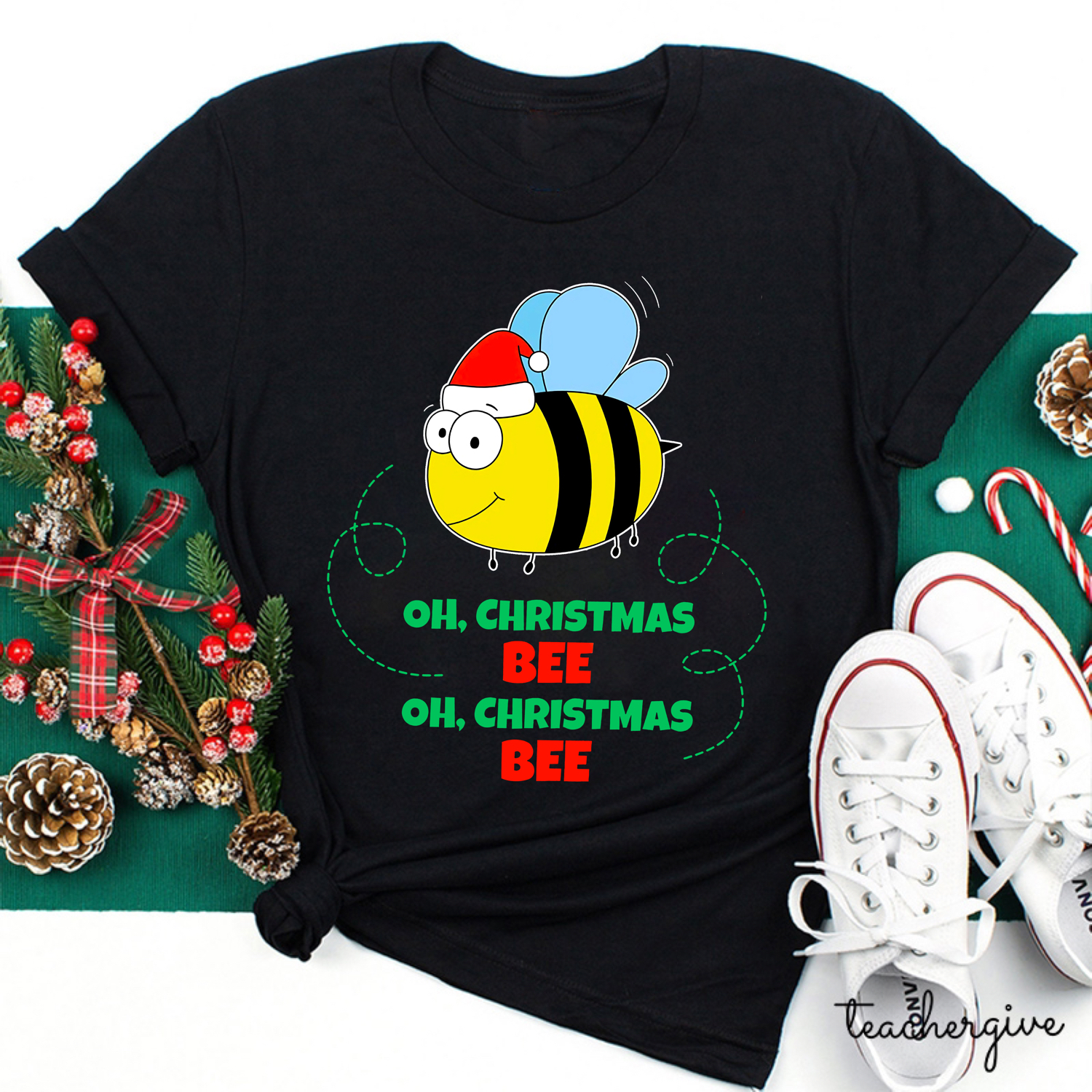O Christmas Bee O Christmas Bee Teacher T-Shirt
