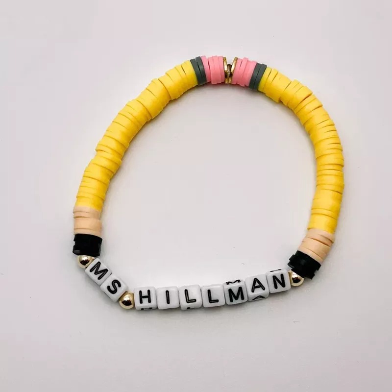 Personalized Teacher Pencil Beaded Bracelet