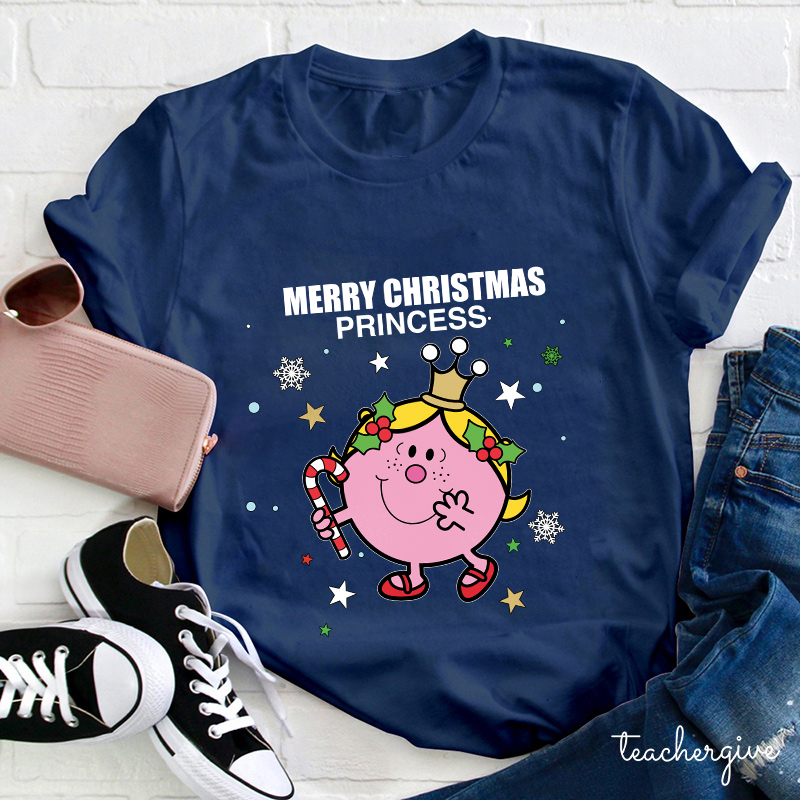 Little Miss Merry Christmas Princess Teacher T-Shirt