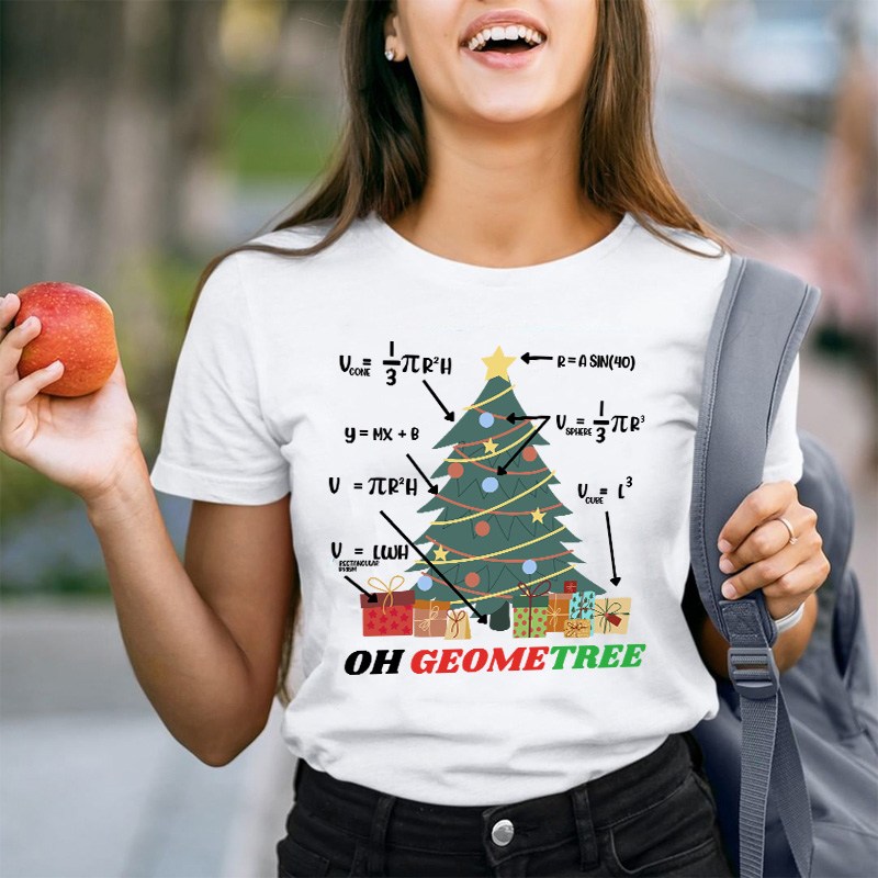 Oh Geometree Christmas Teacher T-Shirt