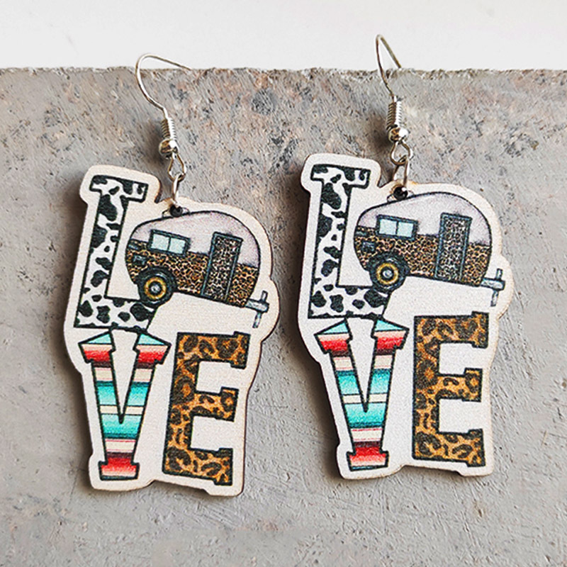 Love Leopard  Wooden Earrings