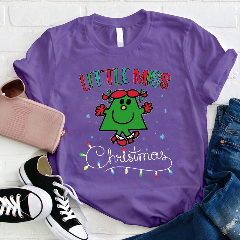 Little Miss Loves Christmas Teacher T-Shirt